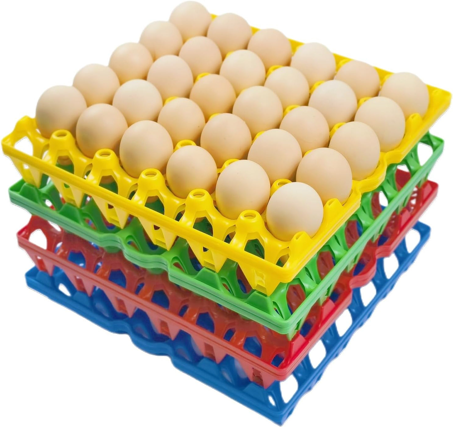 8-Pack Plastic Egg Tray Egg Crates 30-Egg Flats for Home Chicken Farmers, Stackable Egg Cartons Hold Multiple Eggs, Great for Storing, Sorting, and Shipping Eggs, Durable and Reusable