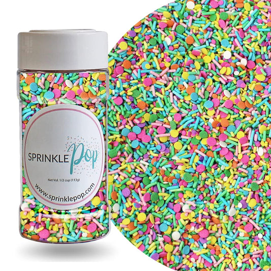 Pastel Party Sprinkles Mix | Made In USA By Sprinkle Pop| A Blend of Pink yellow Blue Green Purple Orange Lavender Mint Confetti Sprinkles| Easter Sprinkles For Decorating Cake Cupcakes Cookies, 4oz