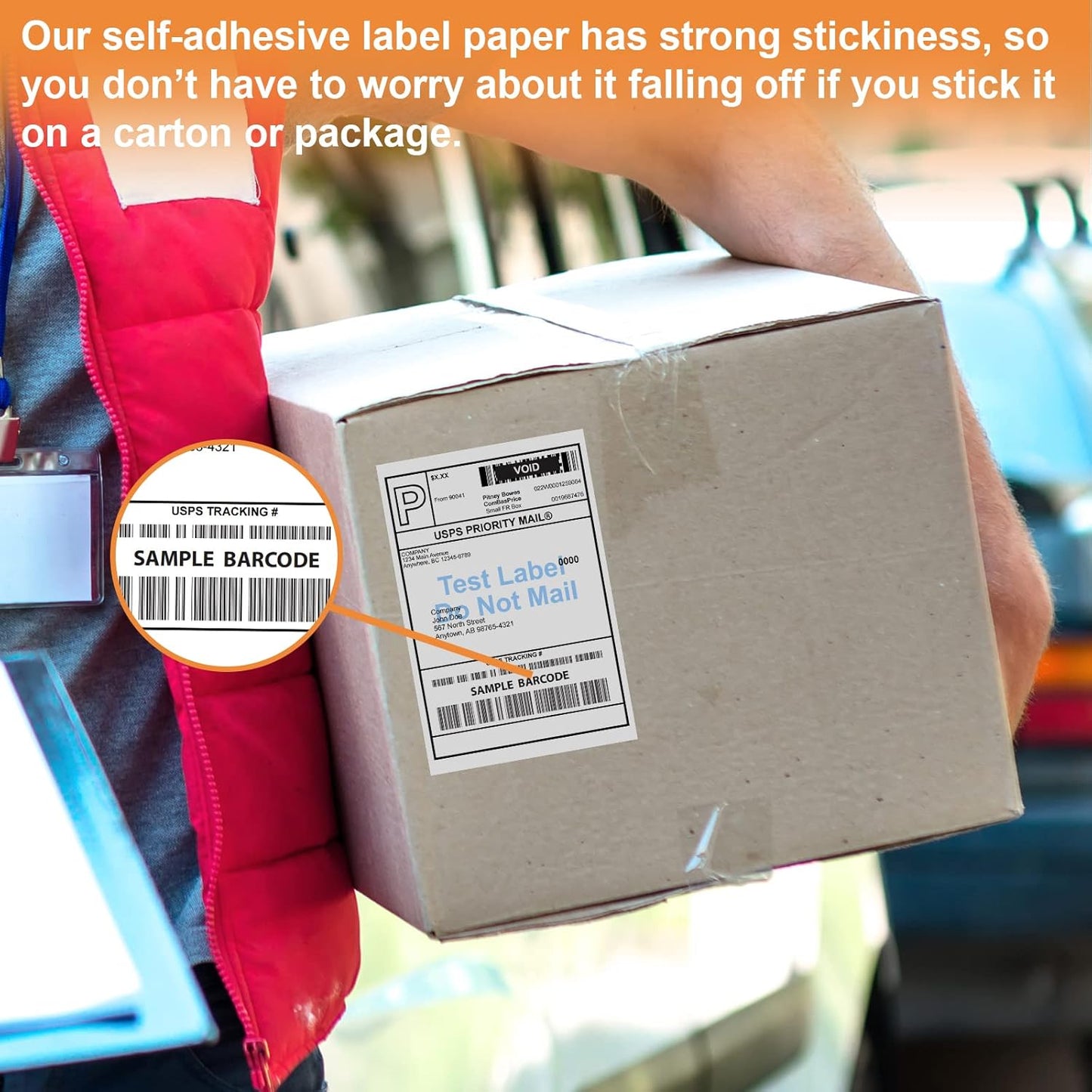 FungLam 4"x6" Shipping Labels, Fanfold, Adhesive - 1000 Direct Thermal Printer Labels