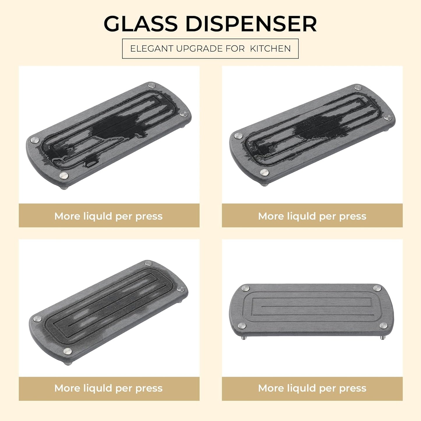 [Luxury] Kitchen Soap Dispenser Set - 16OZ Black Glass Bottle, Stainless Steel Pump, Instant Dry Tray, Waterproof Labels, Non-Slip Silicone Pad, and Dish Brush | Upgrade for Your Kitchen and Bathroom