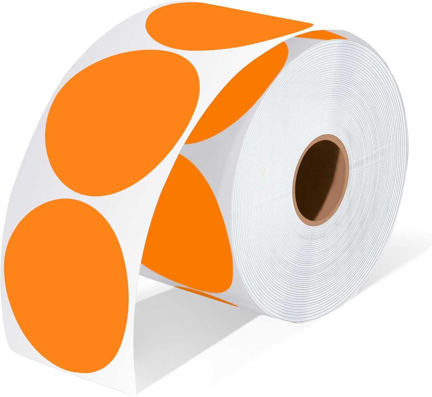 2 Inch Circle Thermal Sticker Labels, 2" Self-Adhesive Round Thermal Stickers for Business-750 Labels/1 Roll (Orange)