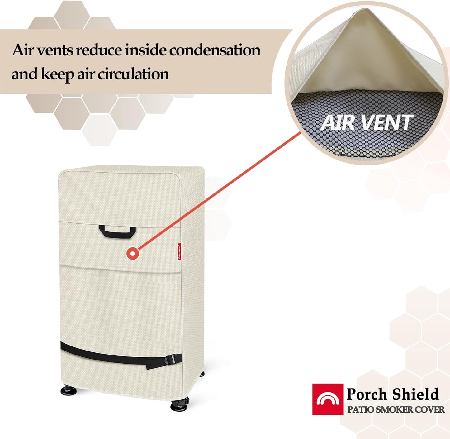 Porch Shield 30 Inch Electric Smoker Cover for Masterbuilt Smoker, Waterproof Heavy Duty Outdoor Smoker Grill Covers 20W x 18D x 33H inch, Beige