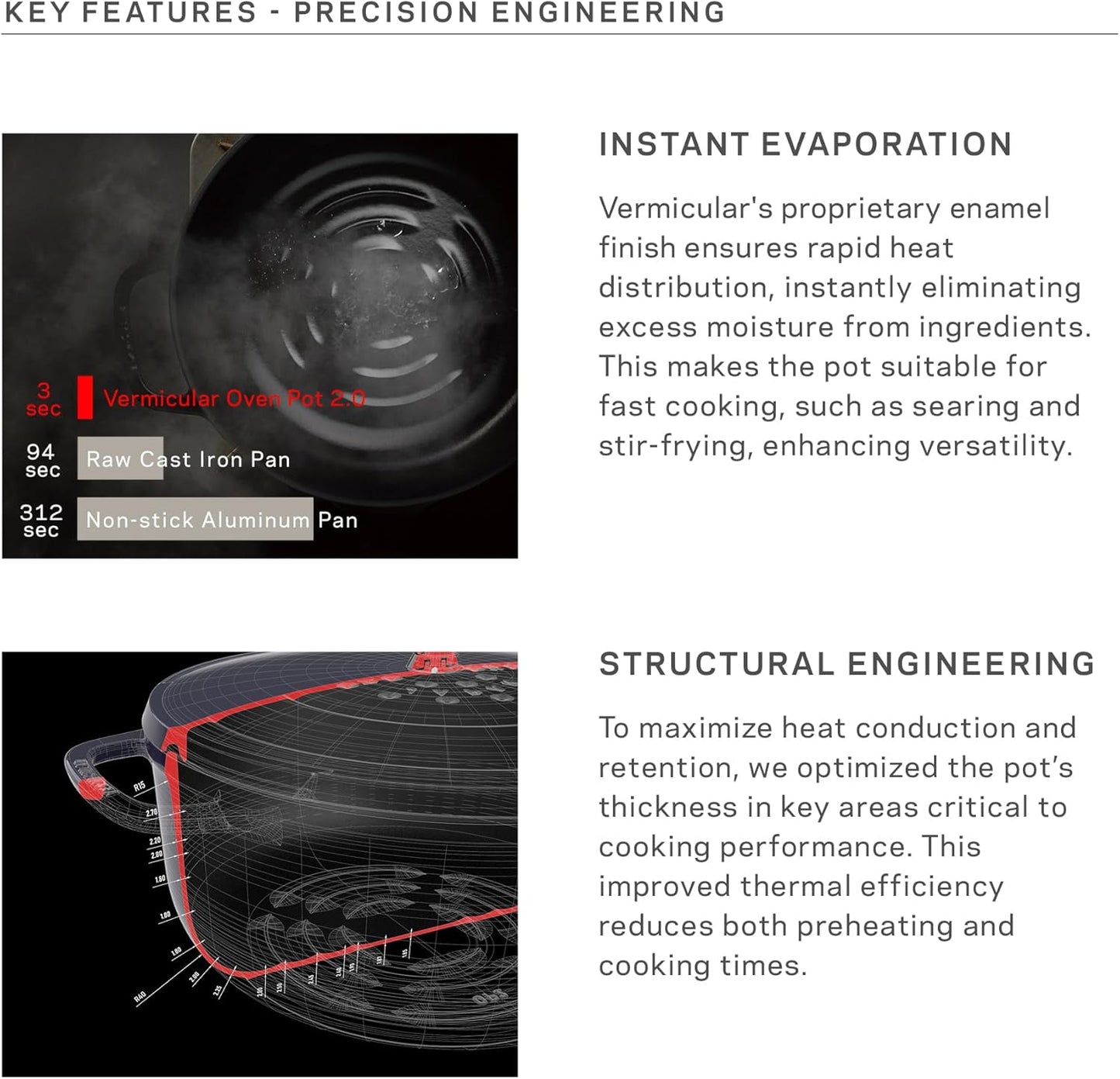 Vermicular Oven Pot 2.0 | Lightweight Enameled Cast Iron Pot | 22cm (3.7 Qt) | Non-Toxic | Induction-compatible | Dutch Oven | Made in Japan | Matte Black