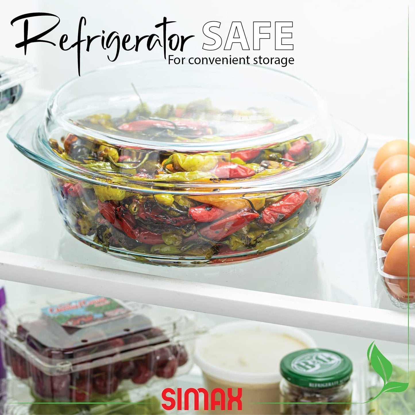 Simax Casserole Dish with Lid, 3.5 Quart Round Glass Casserole Dishes for Oven with Lid and Handles, Baking Dishes for Oven, Covered Bowl for Cooking, Baking, Serving, Microwave, Dishwasher, and Oven Safe Cookware