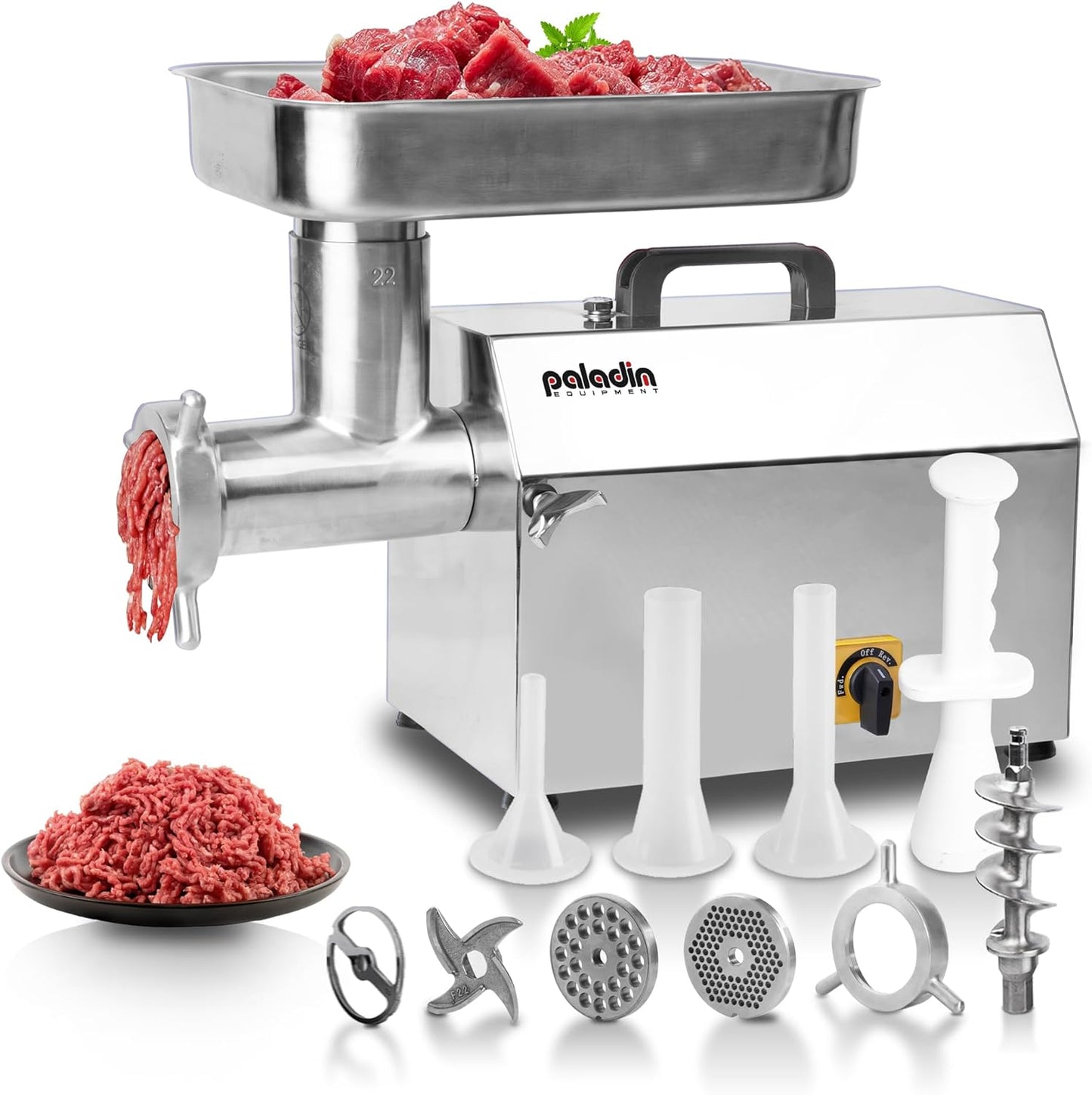 #32 Electric Commercial Meat Grinder Machine, 21 lbs Per Minute, 2 HP Heavy Duty Stainless Steel Meat grinder with sausage sufffer, Ideal for deer processing, Pet Food,Heavy Use