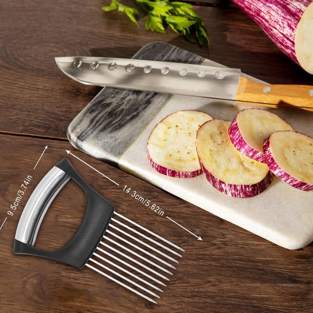 Onion Holder for Slicing, Stainless Steel Onion Slicing Rack, 2024 Upgraded Slicer, Lemon Slicer Vegetable Cutter, Home Kitchen Tools, Fruit, Lemon Slice Aids (Square-1pc)