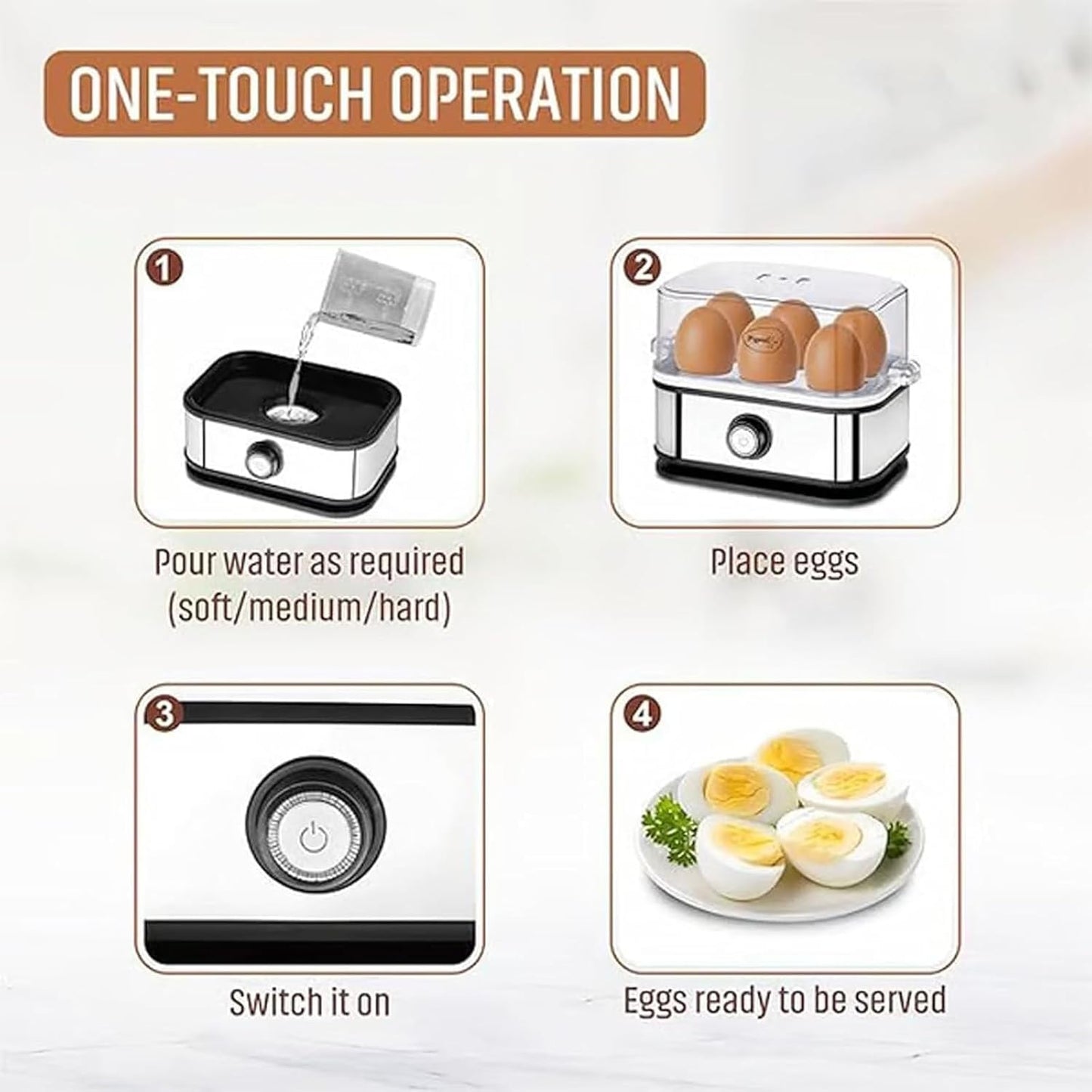 Sunny Side Master Egg Cooker, Smart Egg Cooker with Auto Shut, Multi-Function 6-in-1 Stainless Steel Electric Rapid Egg Cooker for Home Use (2)