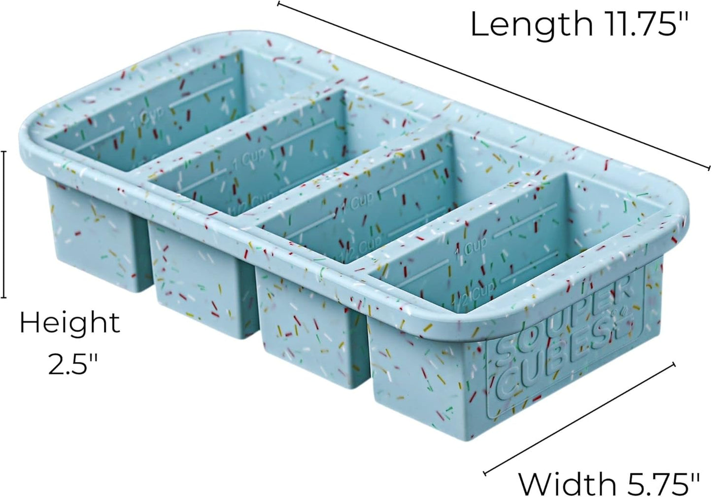 Souper Cubes 1 Cup Silicone Freezer Tray with Lids, Perfect for Storing Broth, Leftovers, Rice, Sauce and More, Silicone Soup Freezer Molds for Meal Prepping - Sprinkles - 2-Pack