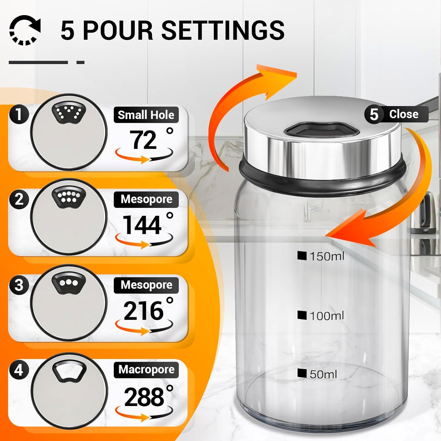 Segarty Spice Jars with Labels, 6 Pack 5oz Glass Spice Containers with Lids, Empty Clear Salt Shakers for Kitchen Condiment Storage, Spice Bottles Set with 136 Stickers, 1 Marker Pen and 1 Brush