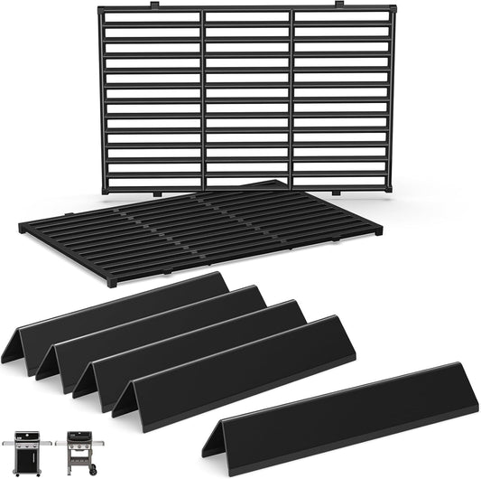 Spirit E310 Grill Parts for Weber Spirit, 17.5" Grill Grates 15.3" Flavorizer Bars for Weber Spirit 300 & GS4 Spirit II 300, Spirit E-310 E-315 Grills with Front Control Knobs for Weber 7638 7636