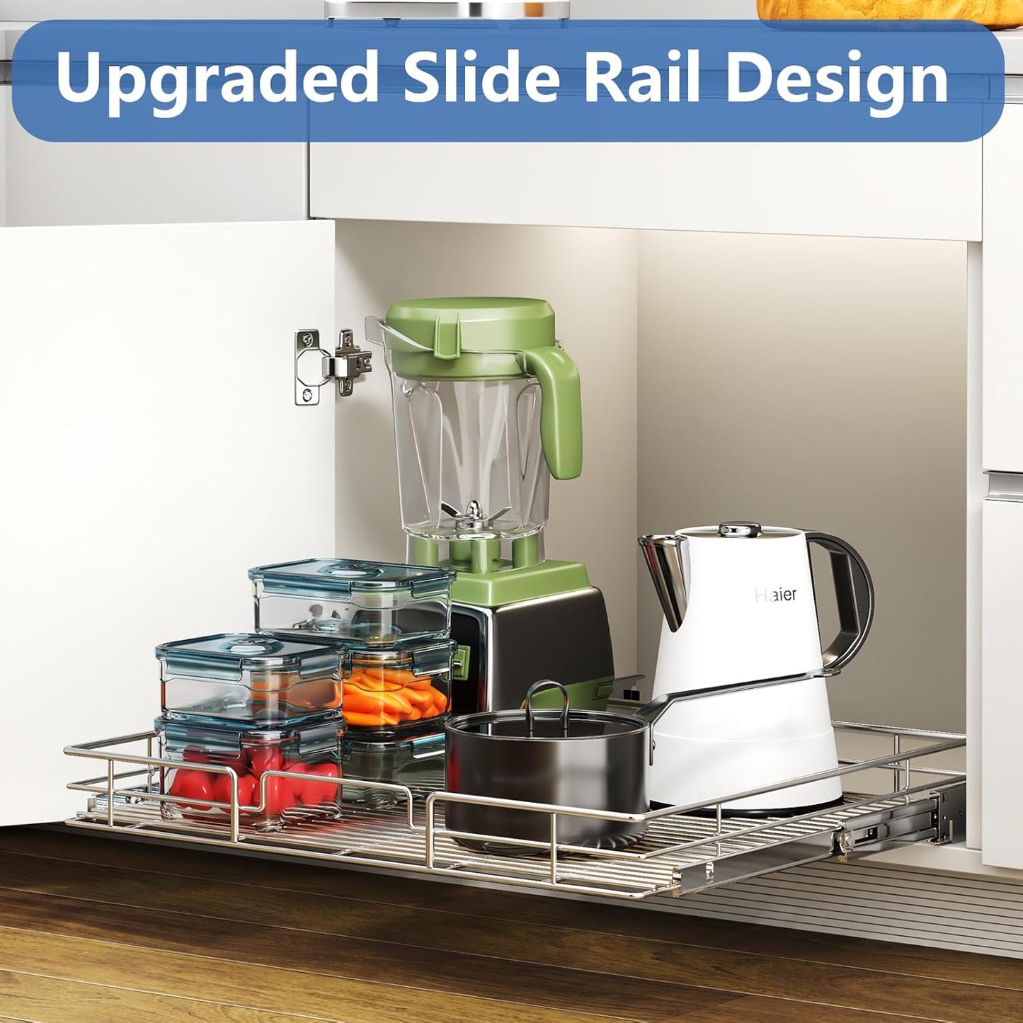 ROOMTEC Pull Out Cabinet Organizer, Cabinet Pull Out Shelves 28½" W x 21½" D, Heavy Duty Cabinet Drawers Slide Out Kitchen Cabinet Organizers Storage Shelf