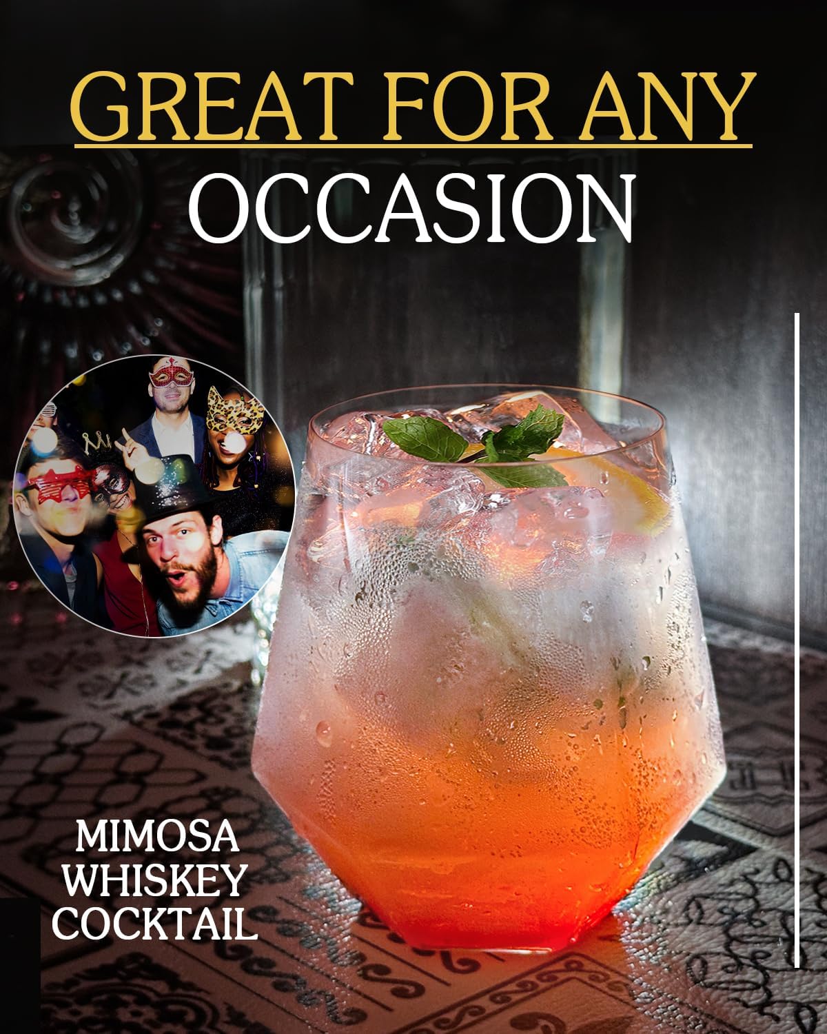 40 Pcak Plastic Stemless Wine cocktail Whiskey Champagne Glasses, 12 Oz Disposable Clear Unbreakable Cups for Party Bars Wedding Tasting (Diamond-shaped)