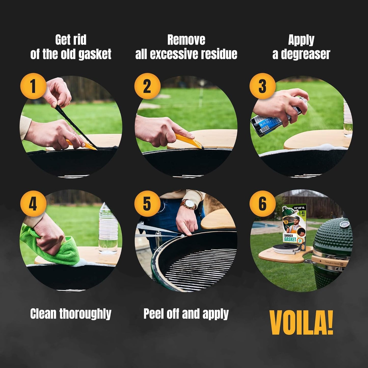 Gasket for Big Green Egg Large/XL/XXL - 2-Pack x 8 FT Smoker Gasket Seal - BGE Gasket 7/8" x 1/8" Felt - Compatible with Big Green Egg - Accessories & Parts for Grill by Smoker Chef