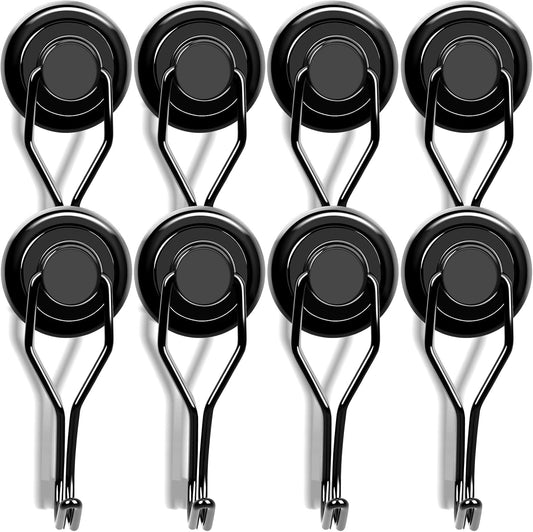 LOVIMAG Hooks, 110lbs+ Magnetic Magnet Hook 2025 Cruise Cabin Ship Essentials Heavy Duty Strong Refrigerator Fridge Hanging for Classroom Beach Vacation Kitchen Grills Home Mug Hanger (8 Pack), Black