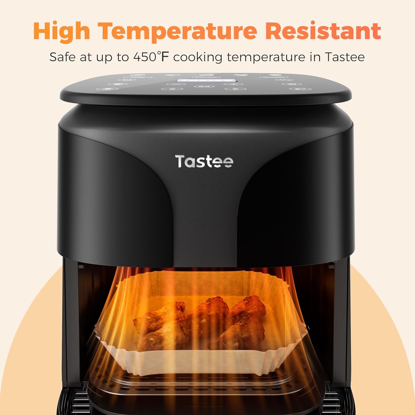 Tastee Air Fryer Liners 100Pcs - Design for 3-6QT Air Fryer Baskets, Oil-Absorbent Disposable Paper Liners, 450°F Heat Resistant, Custom Fit