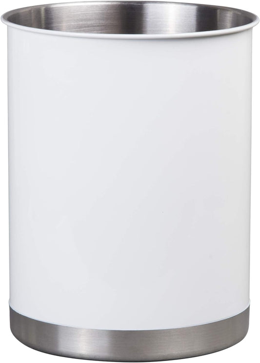 Creative Home Stainless Steel Utensil Holder– 6.3" Large Cooking Tool Organizer for Kitchen Decor and Countertop Storage, Stable Anti-Tip Design, Durable Powder-Coated Finish, White