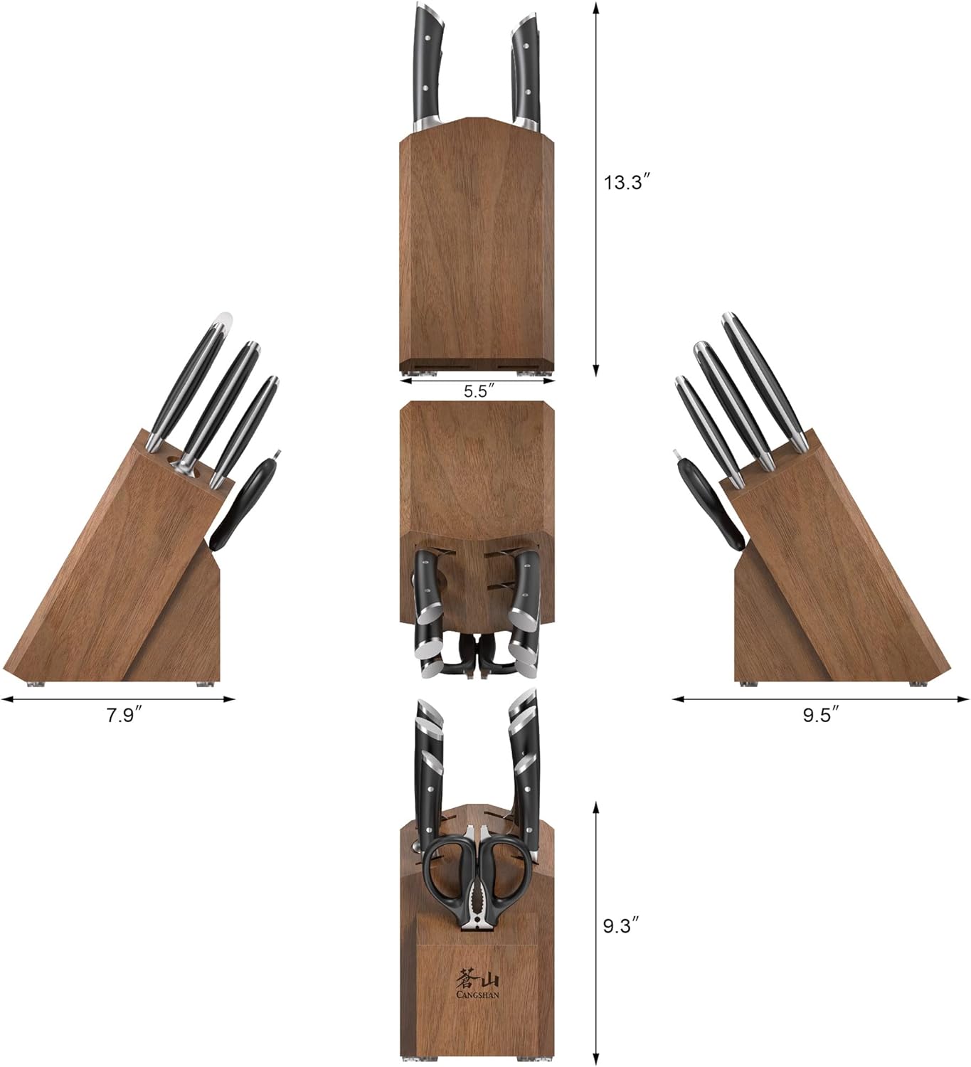 Cangshan HELENA Series German Steel Forged Knife Block Set (8-Piece, Black)