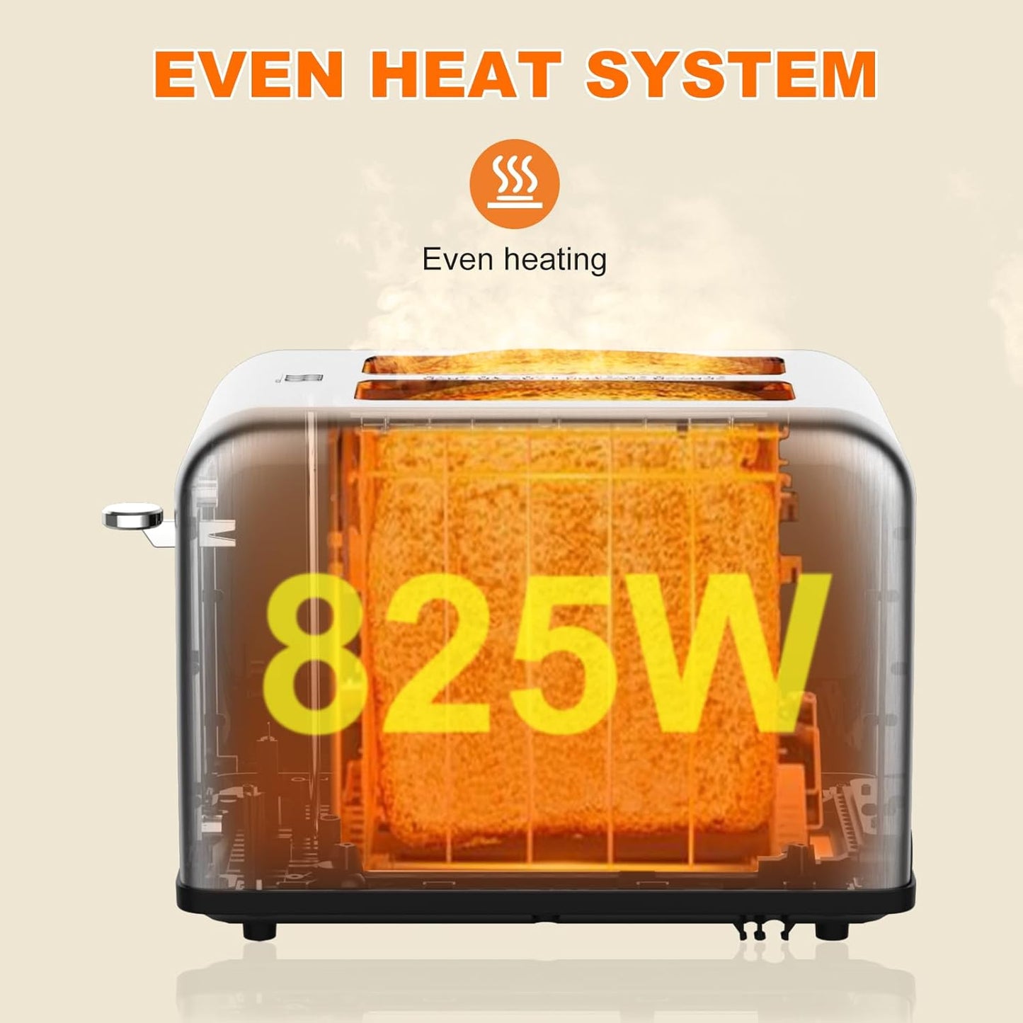 2 Slice Toaster Touch Screen, Stainless Steel Toasters Digital Timer 2 Slot Toasters, 8 Shade Settings 6 Bread Types for Bagel, Cancel, Defrost（Stainless Steel）