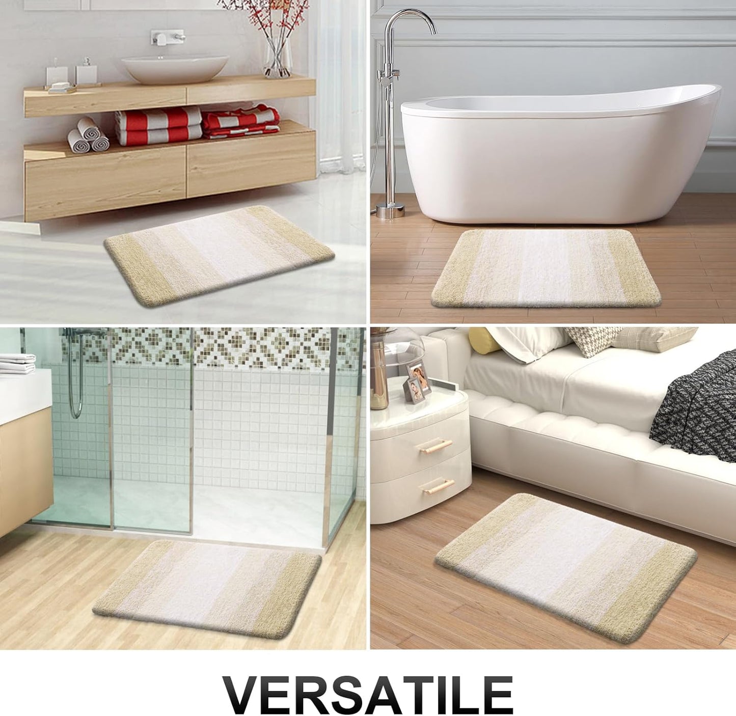 OLANLY Bathroom Runner Rugs 70x24, Extra Soft Absorbent Microfiber Bath Rugs, Rubber Backing, Quick Dry, Washable Bath Mats for Bathroom Floor, Tub and Shower, Home Decor Accessories, Light Beige