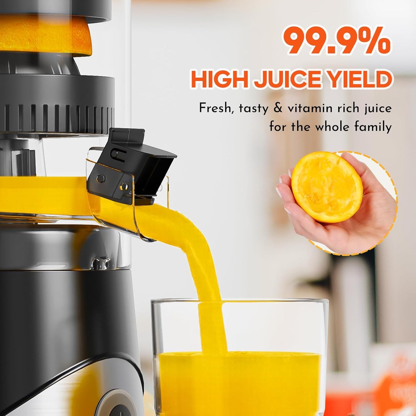 Electric Citrus Juicer, Hands-Free One-Touch Orange Juice Squeezer, Rechargeable Juicer Machines with Ultra-Powerful Motor for Effortless Juicing, Countertop Small Kitchen Appliance for Orange, Lemon