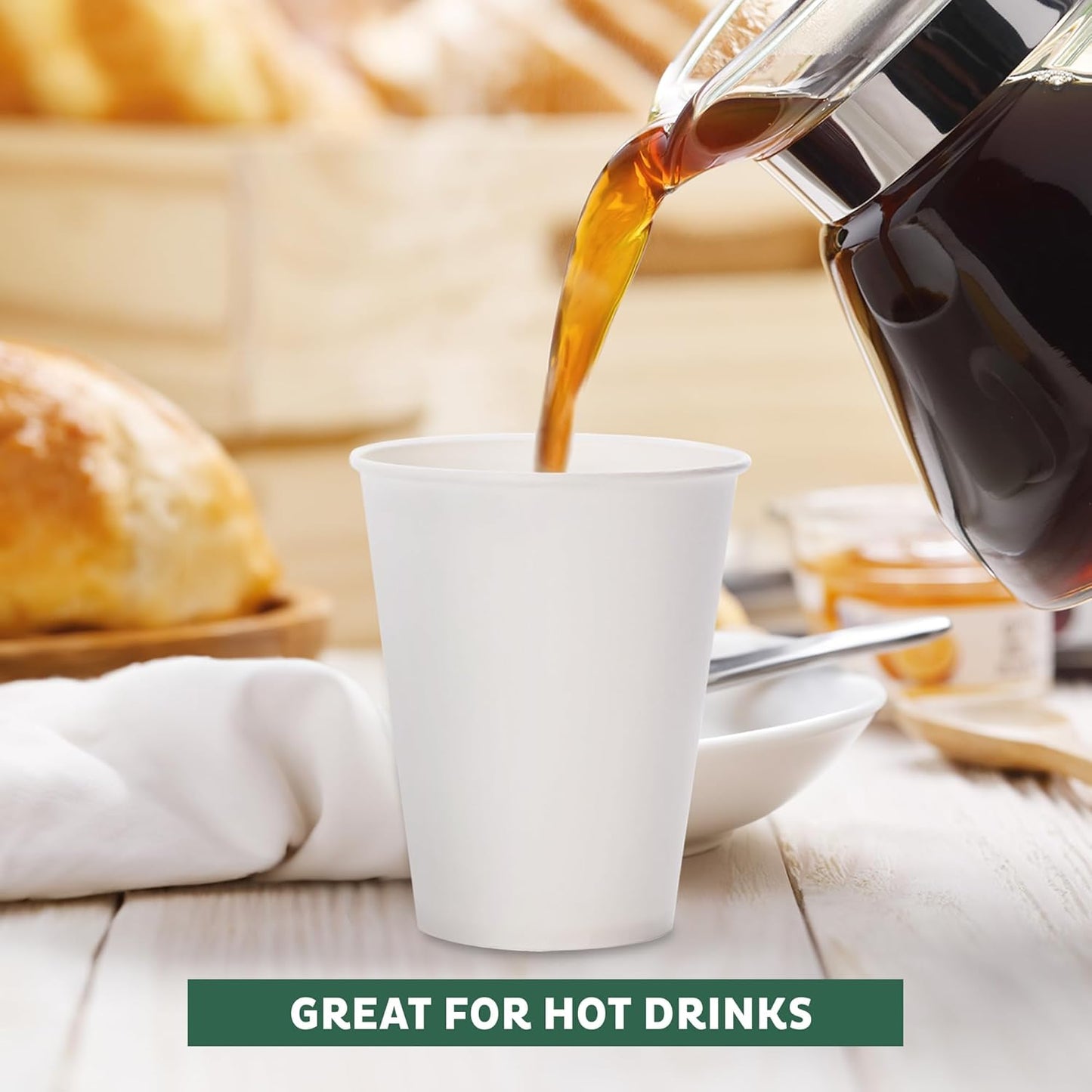 Freshware Coffee Cups 12 oz [100 Pack] Disposable Paper Cups for Hot or Iced Coffee Cup, Slushie Cup, Milkshakes, Smoothies, and Tea