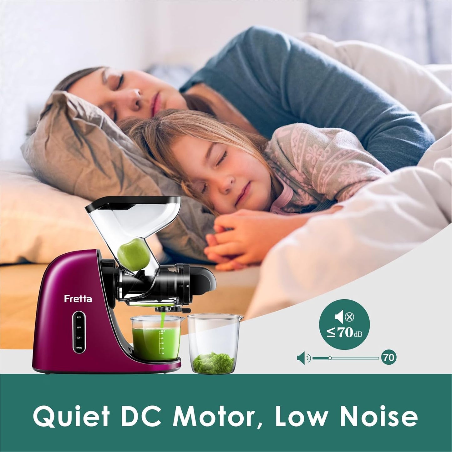 Cold Press Juicer, Masticating Slow Juicer, High Juice Yield Juicer Machines for Fruit & Vegetable, Nutrient and Vitamin Dense,BPA-Free, Easy to Clean(Purple)