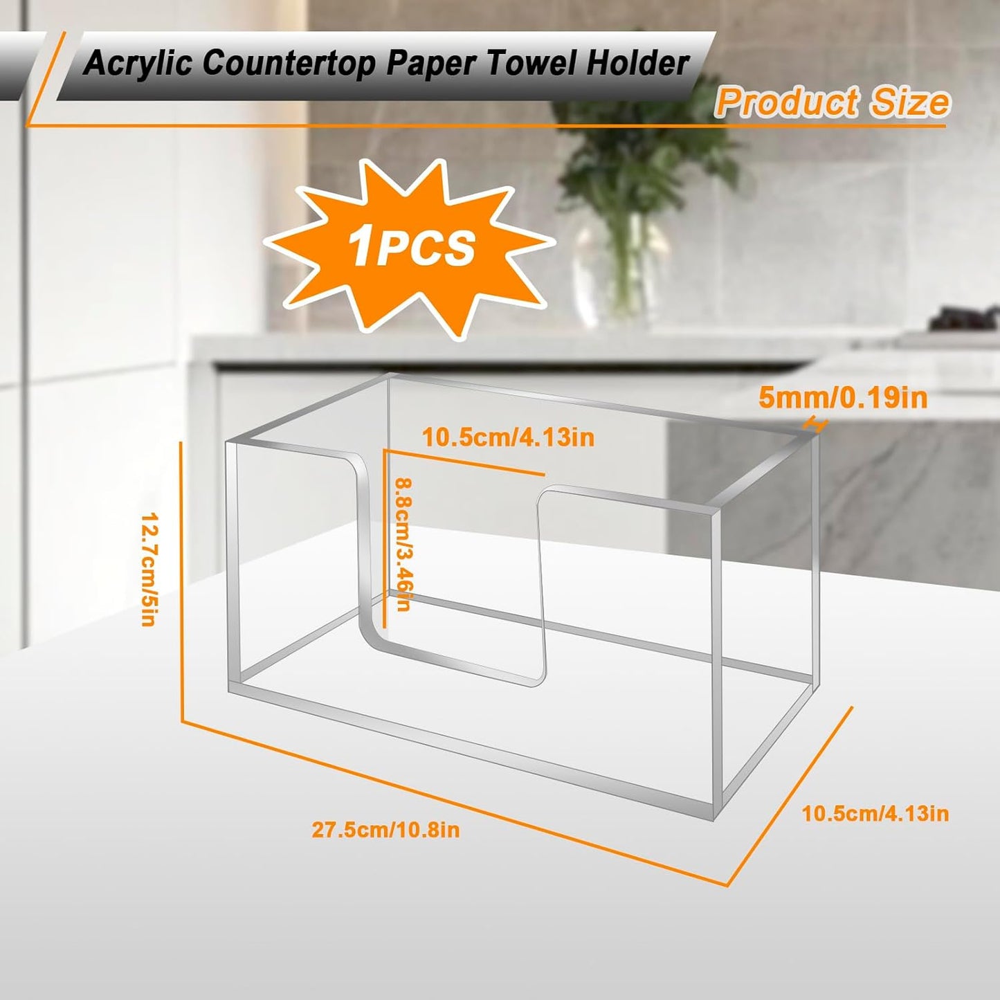 4Pack Acrylic Paper Towel Dispenser, Napkin Holder for Bathroom, Kitchen & Countertop – Paper Towel Holder Z-Fold/C-Fold/Multi-Fold Holder, Shatter-Resistant & Space-Saving (4)