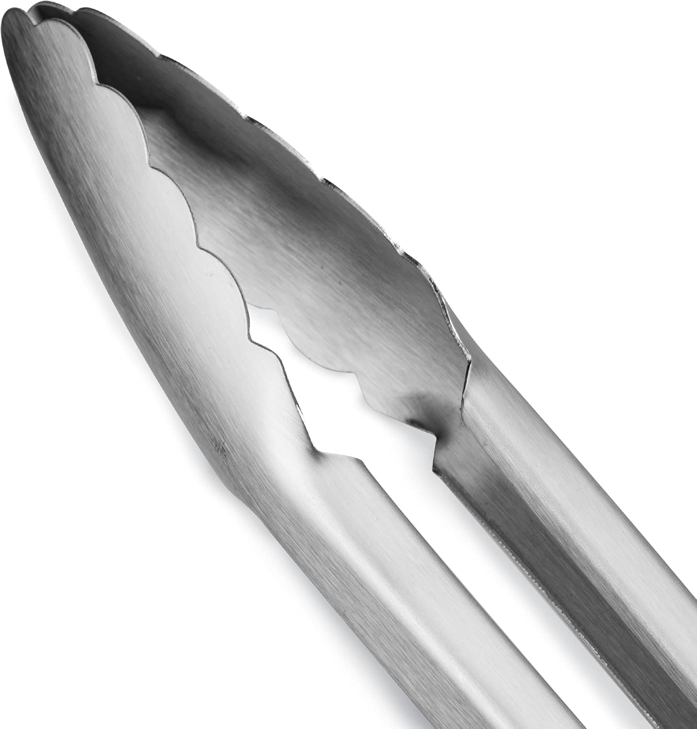 304 Stainless Steel Kitchen Cooking Tongs, 12" and 14" Set of 2 Sturdy Grilling Barbeque Brushed Locking Food Tongs with Ergonomic Grip, Aqua Sky