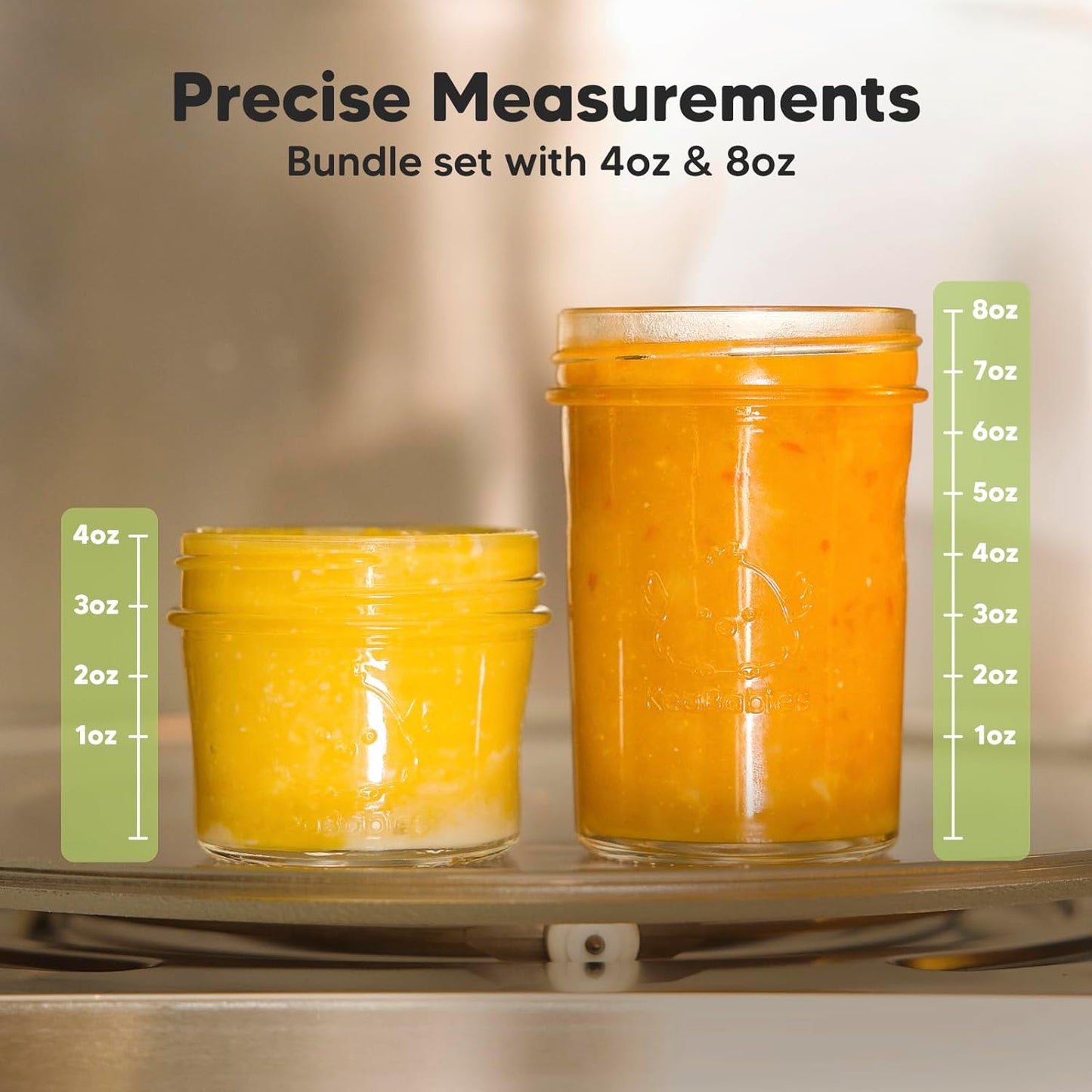 KeaBabies 4pk 8oz & 4pk 4oz Glass Baby Food Containers with Lids - Leak-Proof, Microwavable Small Glass Jars, Baby Purees & Toddler Snack Storage Containers,BPA-Free,Dishwasher & Freezer Safe(Roseate)