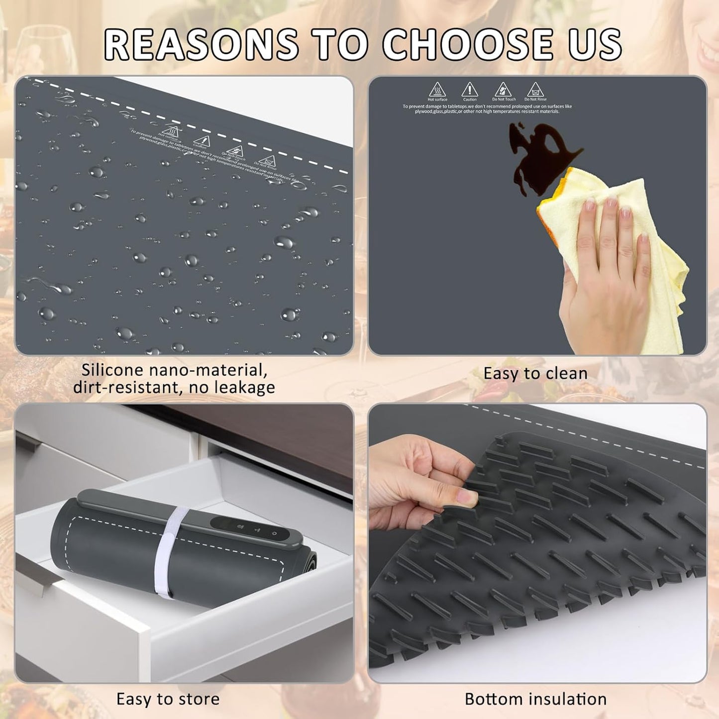 OcePor Warming Mat for Food,(XXL 36"x16") Electric Warming Tray,Extra Large Food Warmer Mat,Warming Pads for Food,Portable Heating Mat for Buffet,Parties,Buffets Party(Gray)