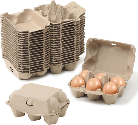 20 Pack Egg Cartons Cheap Bulk, 6 Count Egg Storage Containers Holder, Sturdy Natural Pulp Material Perfect for Storing Extra Eggs