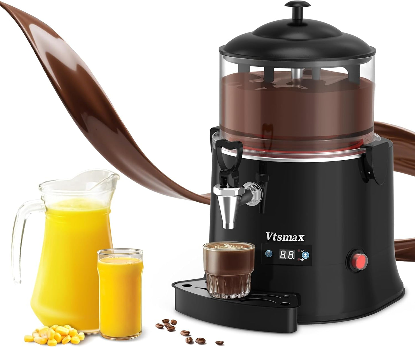 Commercial Hot Chocolate Machine 86-194℉ Intelligent temperature control hot chocolate maker, hot beverage dispenser for Chocolate Drink, Cocoa, Milk, Coffee, Juice