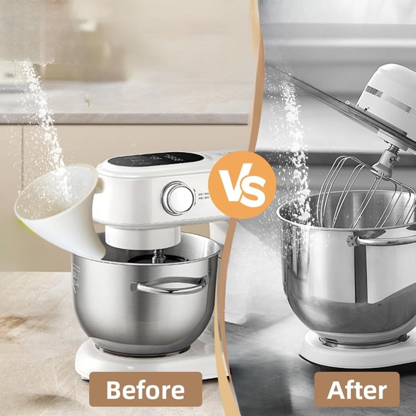 Flour Funnel for Kitchen Aid Mixer – Stand Mixer Attachment for KSM150 5-Quart Tilt-Head, Easy-Pour No-Mess Baking Tool, Fits Flour, Sugar & Egg Liquid, Dishwasher-Safe (Black)