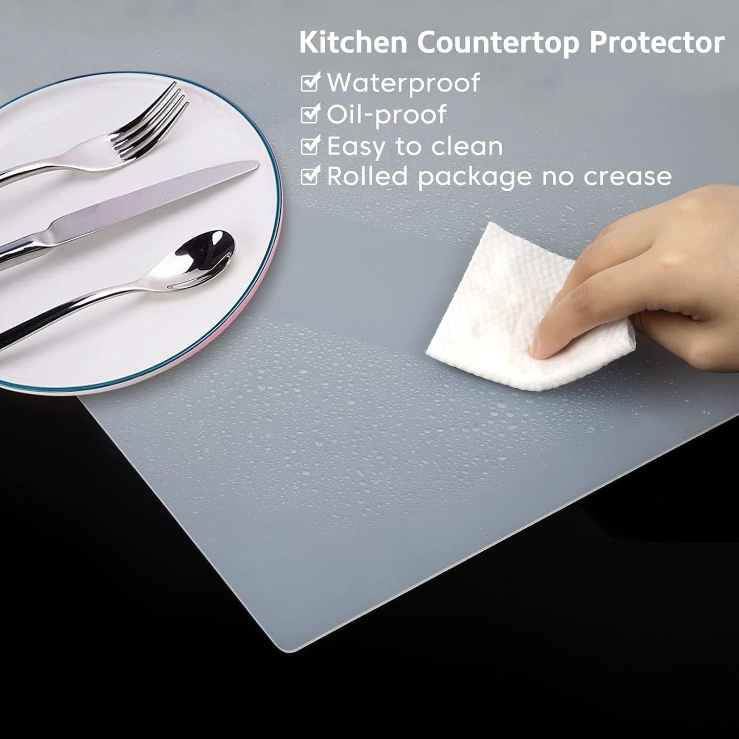 Extra Large Silicone Mat,Silicone Mats for Kitchen Counter Island Dinner Table Countertop Protector Heat Resistant Mat (120” x 48”, Translucent)