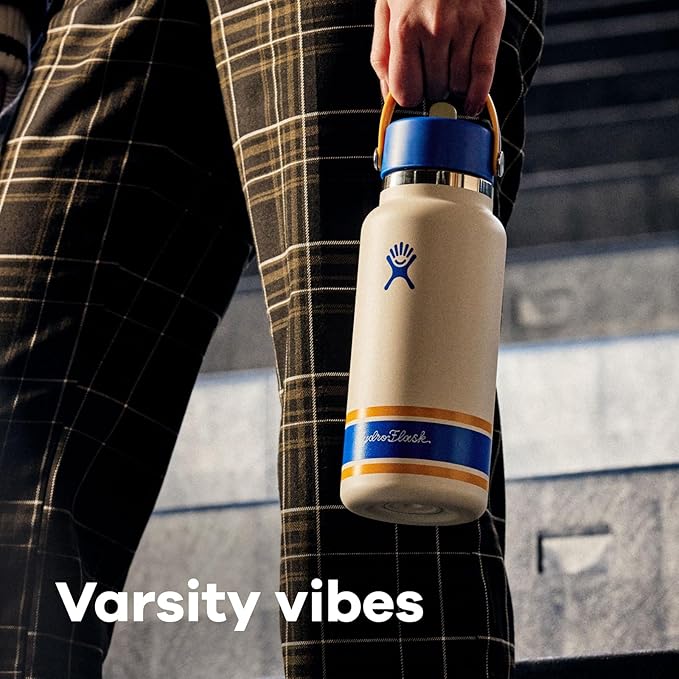 Hydro Flask Water Bottle - Insulated Stainless Steel - Wide Mouth Flex Straw Lid, Non Spill, Leakproof and Refillable in 32 Oz Campus Pink