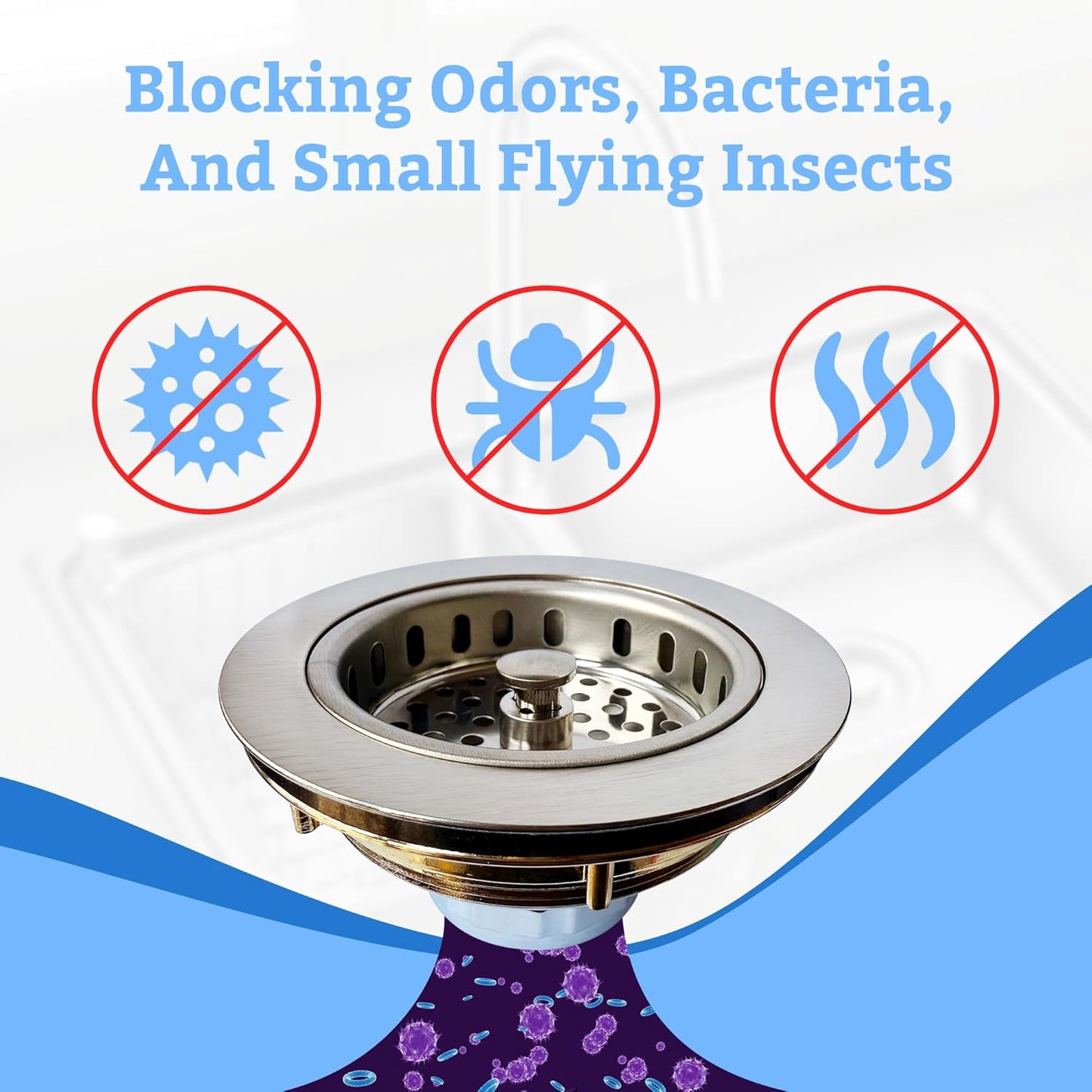 Metal World BS10101BN-10P Post Style Sink Strainer, 3-1/2" Metal Kitchen Strainer, Cast Brass Body Basket Strainer, Strainer with Stainless Steel Basket, Brushed Nickel Finish 10 Pack