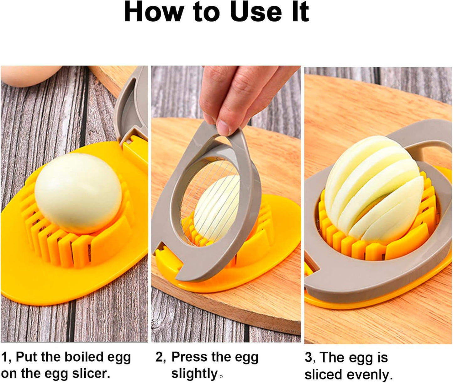 Egg Slicer for Hard Boiled Eggs, Egg Cutter Strawberry Slicer, Heavy Duty Stainless Steel Wire Egg Cutter for Hard Boiled Eggs/Soft Fruits/Butter/Mushroom by Meboltpan (Yellow)