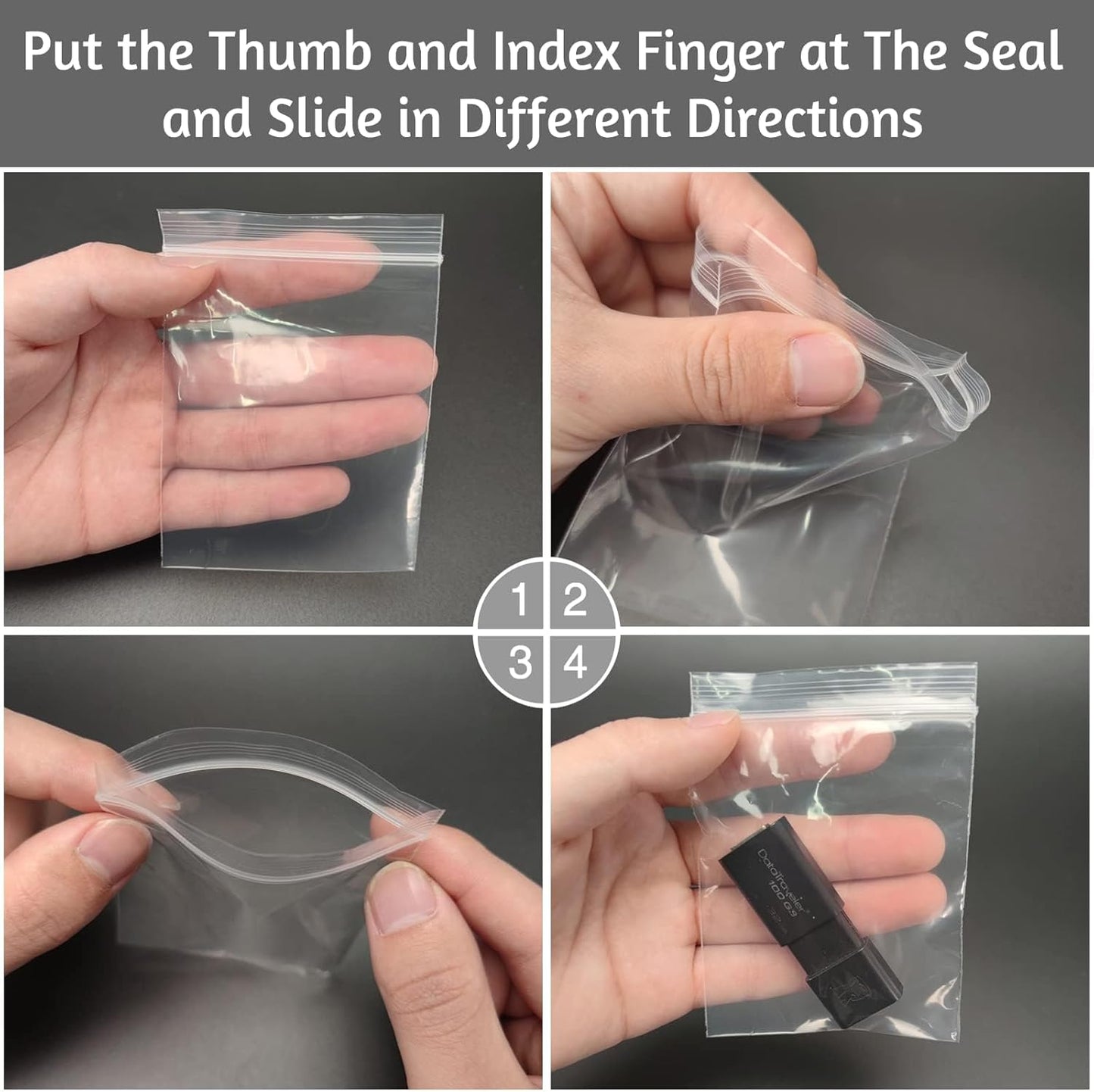 200pcs 3 x 5 inch Plastic Bags, 2 mil Jewelry Bags, Clear Small Zip Bag, Resealable Zip Bag for Small Business, Storage, Candy