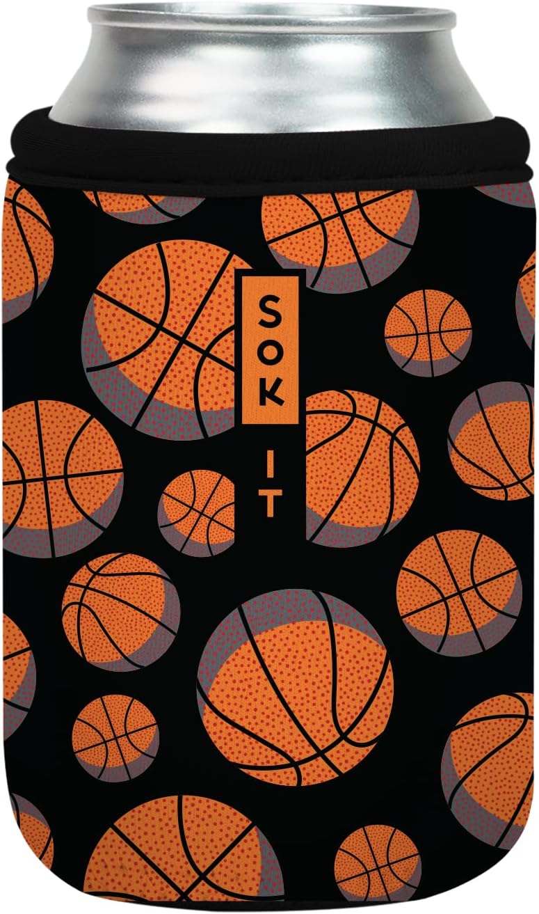 Sok It CanSok Sleeve for Beer & Soda Insulated Neoprene Cover (Basketball, 12oz Can Sleeve)