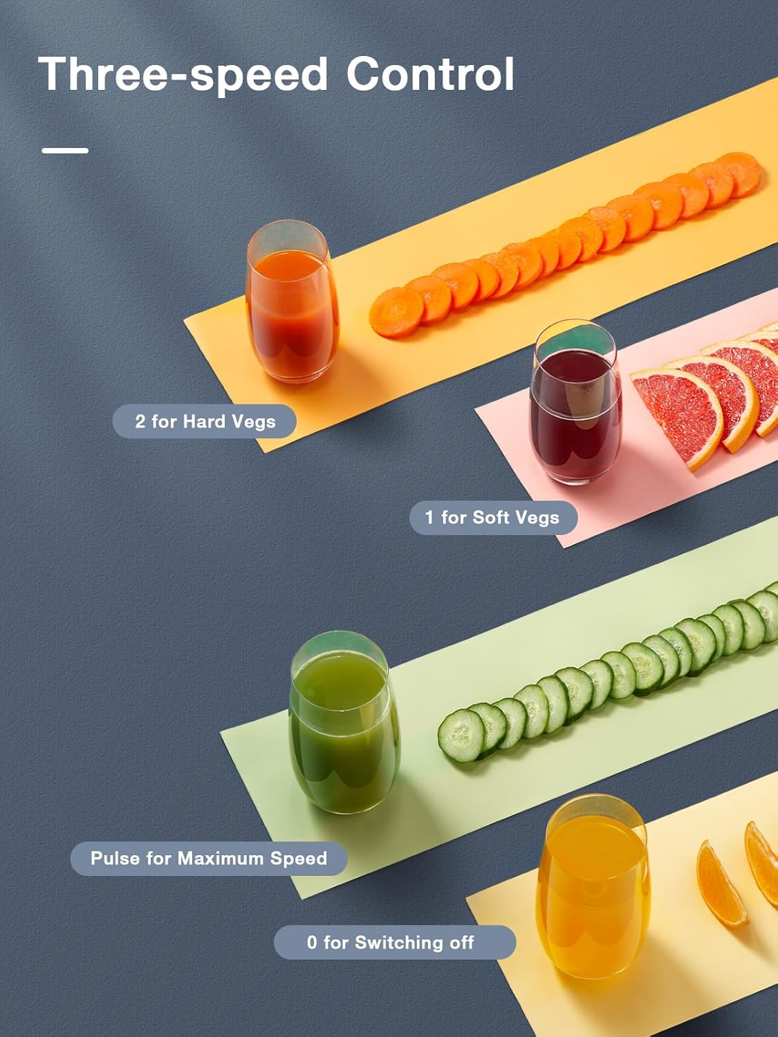 Juicer Machines, Juilist 3" Wide Mouth Juicer Extractor, for Vegetable and Fruit with 3-Speed Setting, 400W Motor, Easy to Clean, Blue