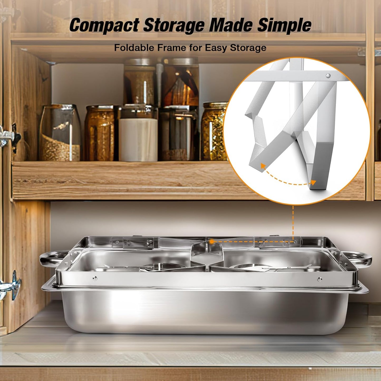 Chafing Dishes for Buffet (9QT, 2 Pack) - Easy Assembly, Food-Grade Stainless Steel Chafers for Catering w/Rolled Edge Design, Foldable Frame, for Party, Banquet (Full Size Food Pan)