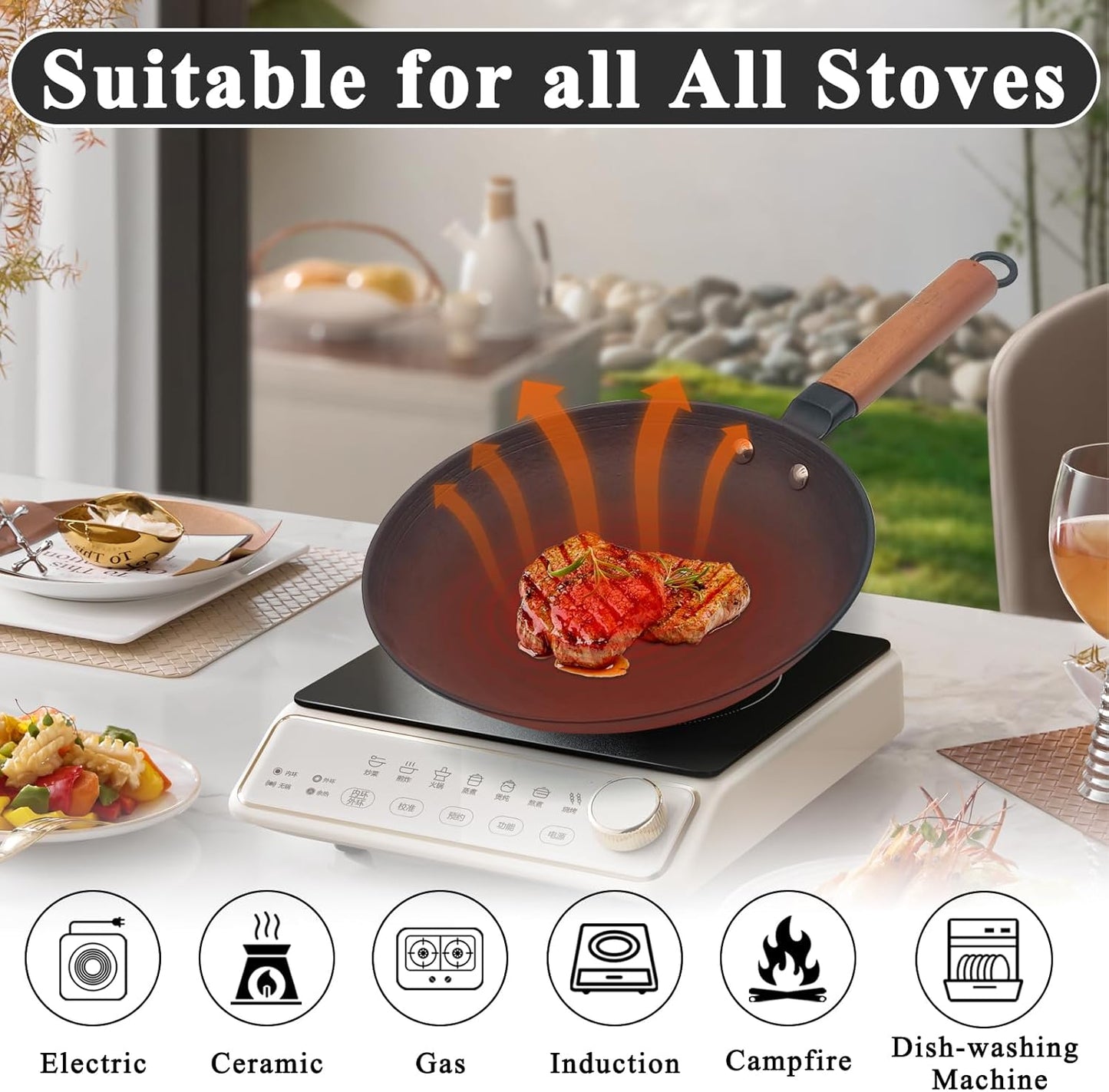 9 inch Omelette Pan, Uncoated ICH Clay Mold Cast Iron Egg Frying Pan with Wood Handle, Preseasoned Lightweight Healthy Small Skillet for All Stoves