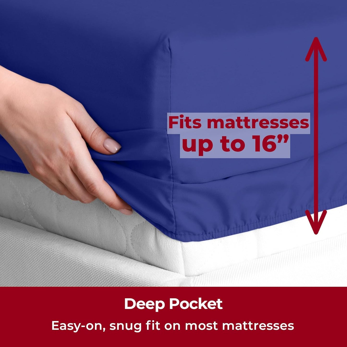 Mellanni Split King Sheets Set - 5 PC Iconic Collection Bedding - Hotel Luxury, Extra Soft, Cooling Bed Sheets - Wrinkle, Fade, Stain Resistant (Split King, Royal Blue)