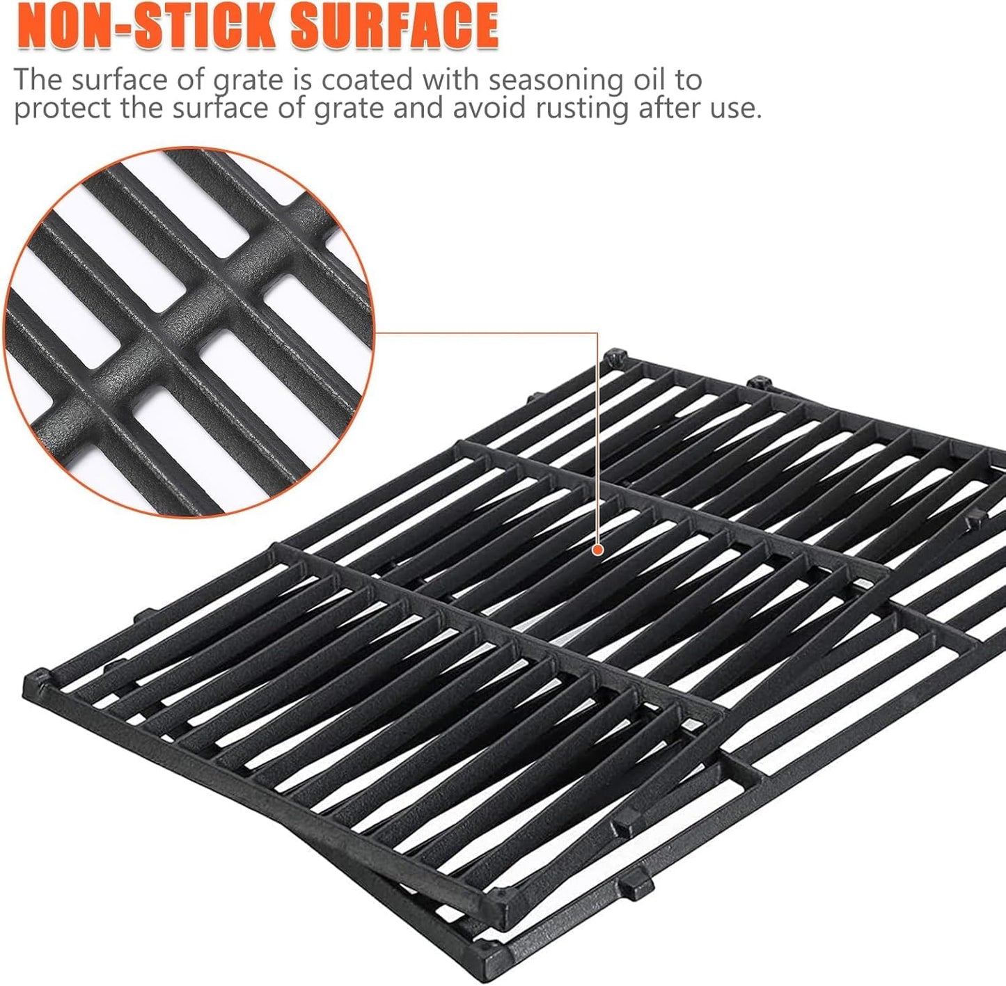 QuliMetal 7635 7637 Grill Replacements for Weber Spirit E-210, Spirit 200, GS4 Spirit II 200, Spirit II E-210 Series Grills with Front-Mounted Control, 15.3" Flavorizer Bars & 17.5" Grates