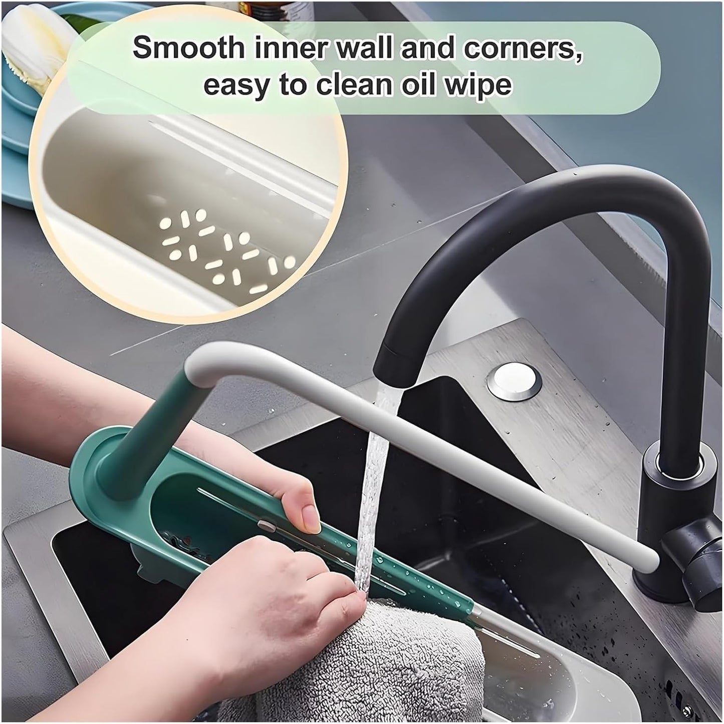 Onwddarefy Sink Storage Rack Telescopic, 2025 New Updated Telescopic Sink Storage Rack, Under Kitchen Sink Accessories Adjustable Length, Multipurpose Kitchen Sinks Organizer(Yellow)