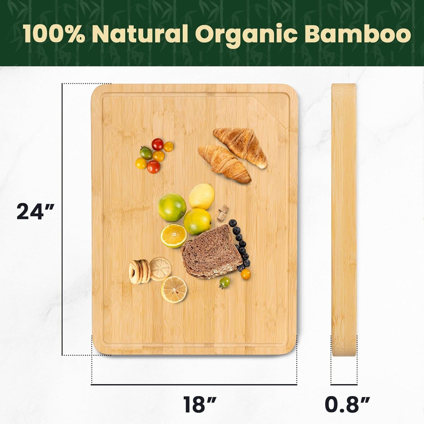 Heimlove 24" Extra Large Cutting Board, Wooden Cutting Boards for Kitchen Charcuterie Boards with Juice Groove and Handles, Chopping Board for Meat, Vegetables and Cheese