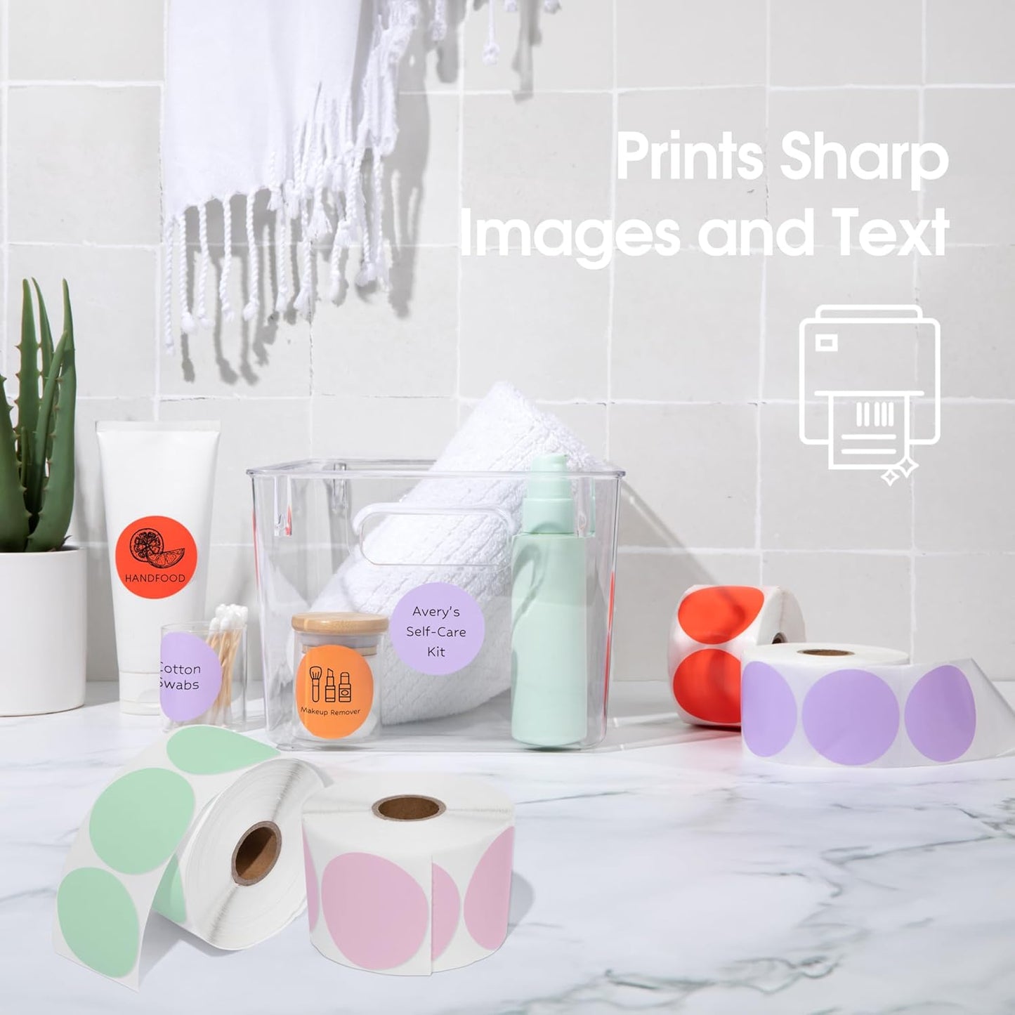 Spartan Industrial 2" Round Direct Thermal White Labels | Perforated Custom Circle Logo Stickers - Works with Rollo, Zebra, MUNBYN Desktop Printers - 2 Rolls, 750/Roll