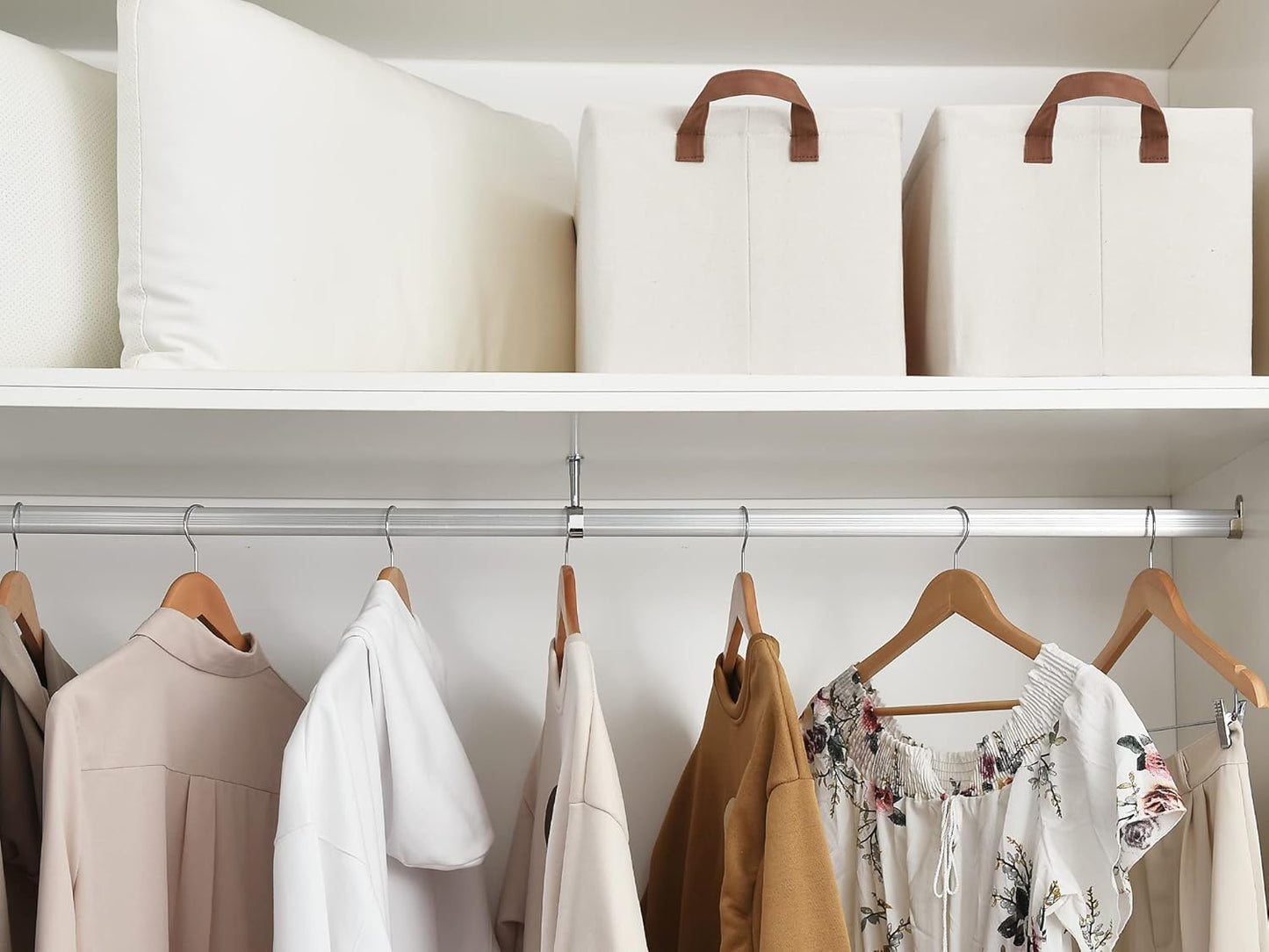 StorageWorks Storage Baskets for Shelves with Metal Frame, Organizing Bins, Fiber Shelf Baskets, Natural Color, 4-Pack