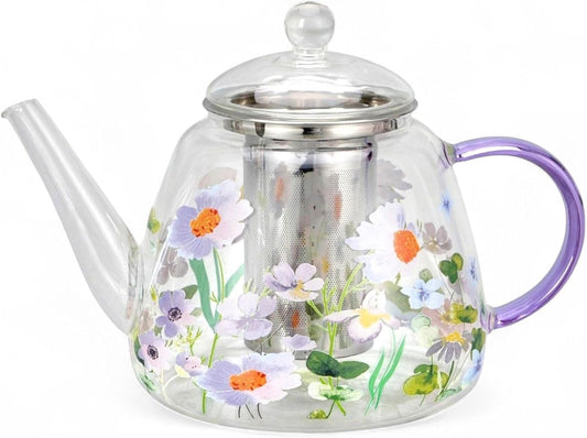 Heat-Resistant Glass Teapot with Infuser (Chamomile)