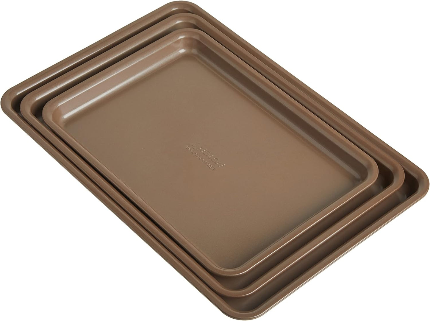 Anolon Gourmet Nonstick Bakeware Set with Nonstick Cookie Sheets / Baking Sheets - 3 Piece, Bronze Brown